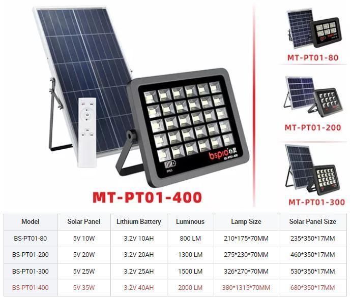 Bspro Wholesale Price High Lumen 80W 200W 300W 400W Solar Powered LED Flood Lights