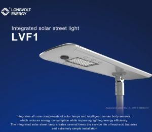 IP65 Waterproof Solar Intergrated Street Light with CREE3030 Chips and Lithium Battery for Outdoors