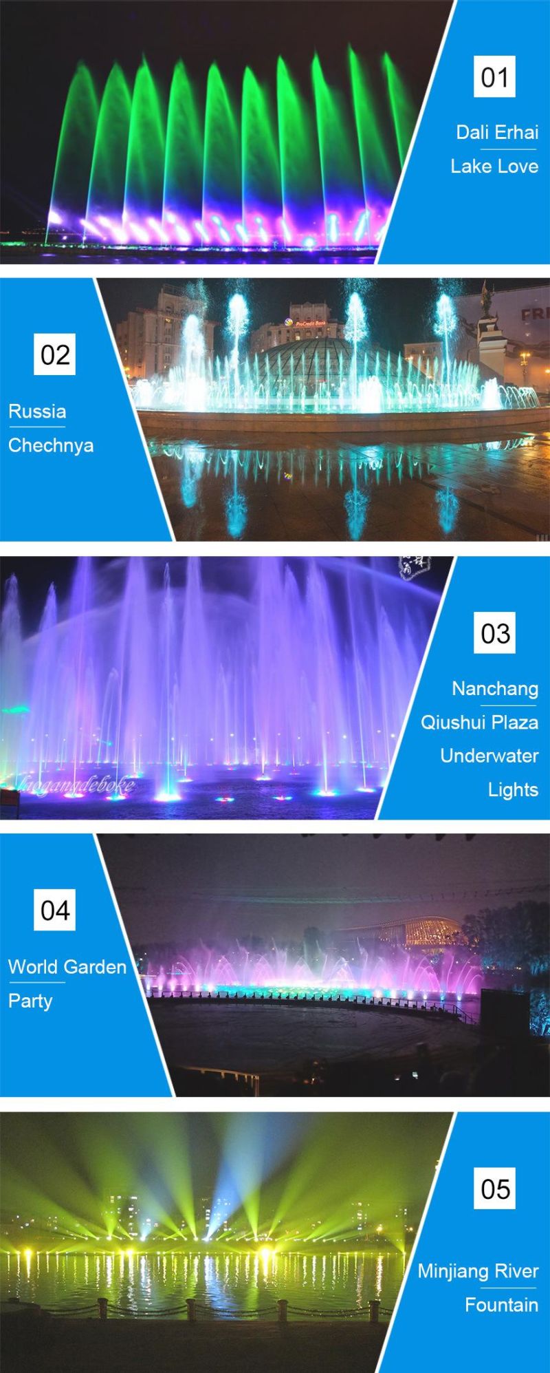 Cast Aluminum Good Submersible IP68 Waterproof LED Fountain Light RGB Color Changing Underwater Nozzle Ring Light with Music