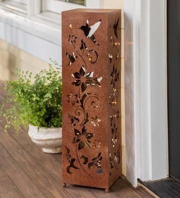 Rusty Slot 800mm Corten Steel Illuminated Bollard with Oxidised Iron Finish