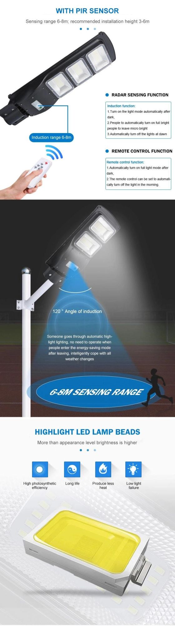 90W LED Integrated Solar Street Light with Remote Control