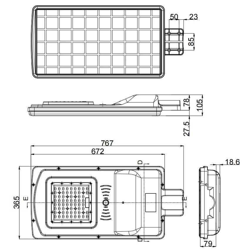 130lm/W IP65 Solar LED Street Light for Outdoor Garden/Home All in One Light 10W 20W 30W Integrated Solar Street Lamp