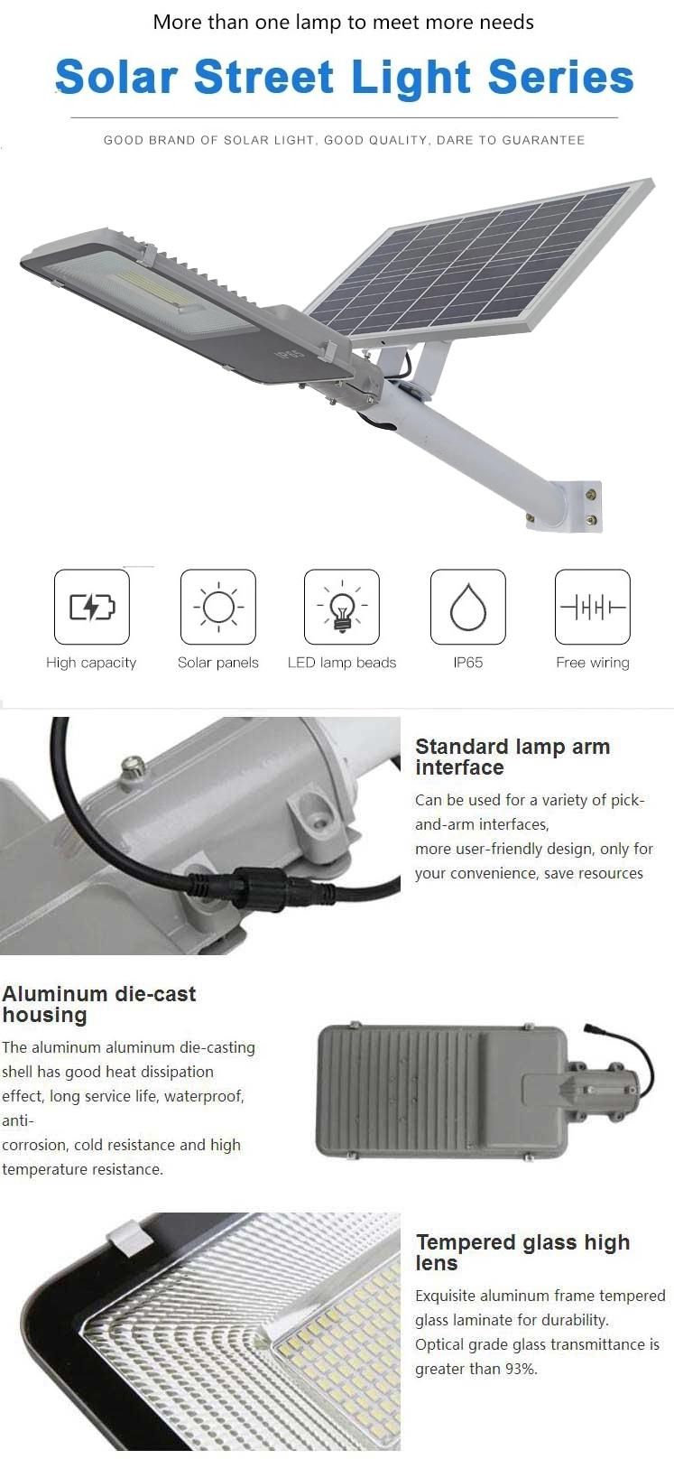 Aluminum Remote Control IP65 Waterproof Outdoor LED Solar Street Light