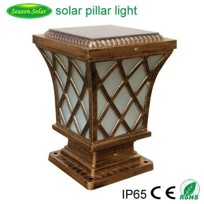 Bright LED Lighting Lamp 5W Solar Panel Outdoor Solar Power Pillar Lamp for Garden Gate Lighting