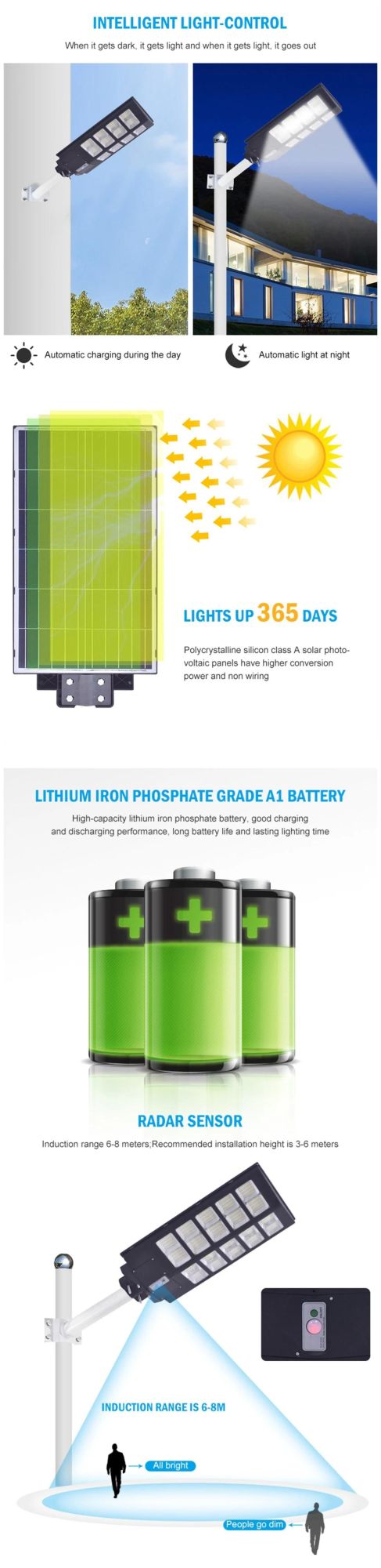 Outdoor Road Lighting 300W 400W 500W Integrated LED Solar Street Light